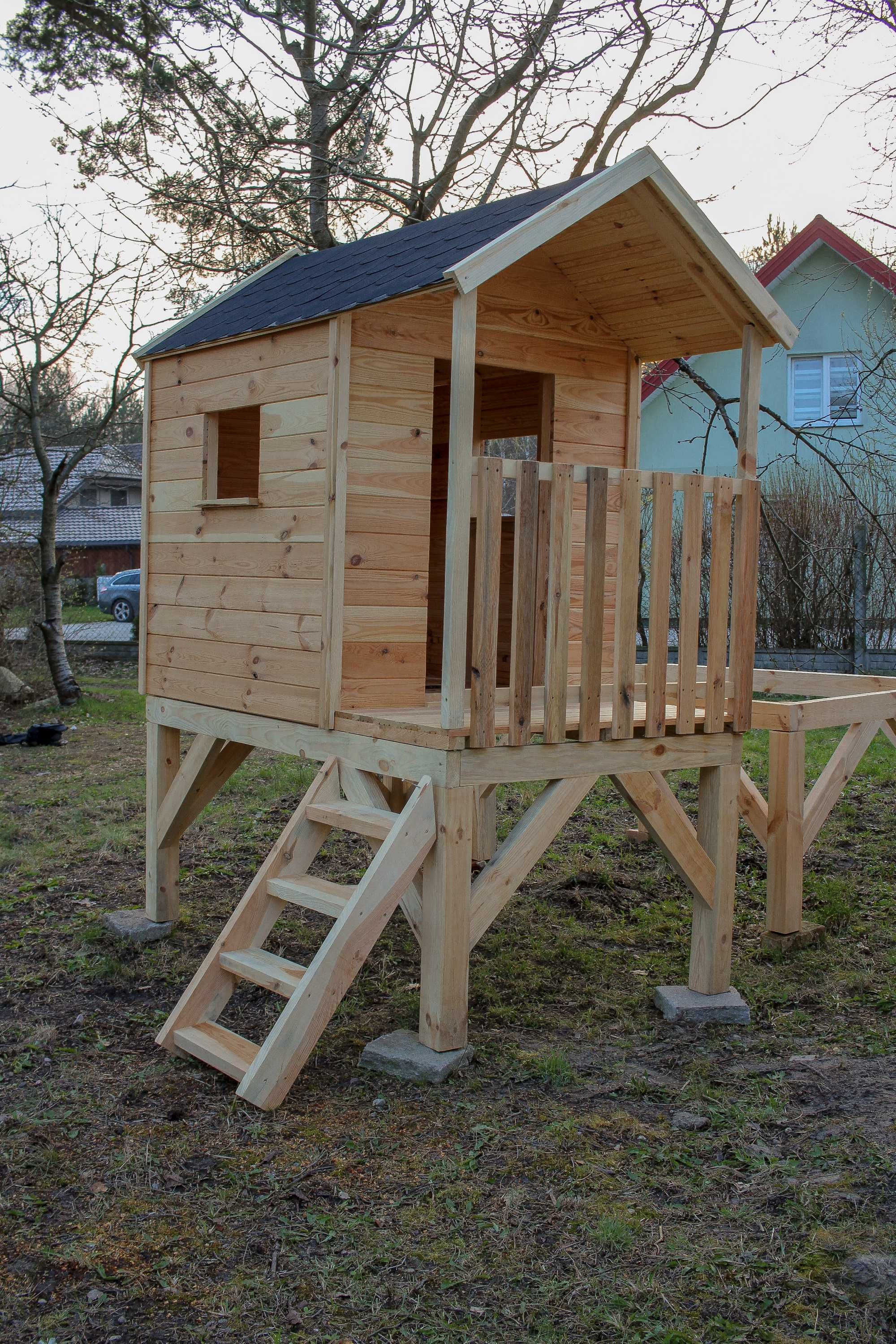 Domek drewniany dla dzieci ogrodowy NA PODSTAWIE 2m x 1,3m