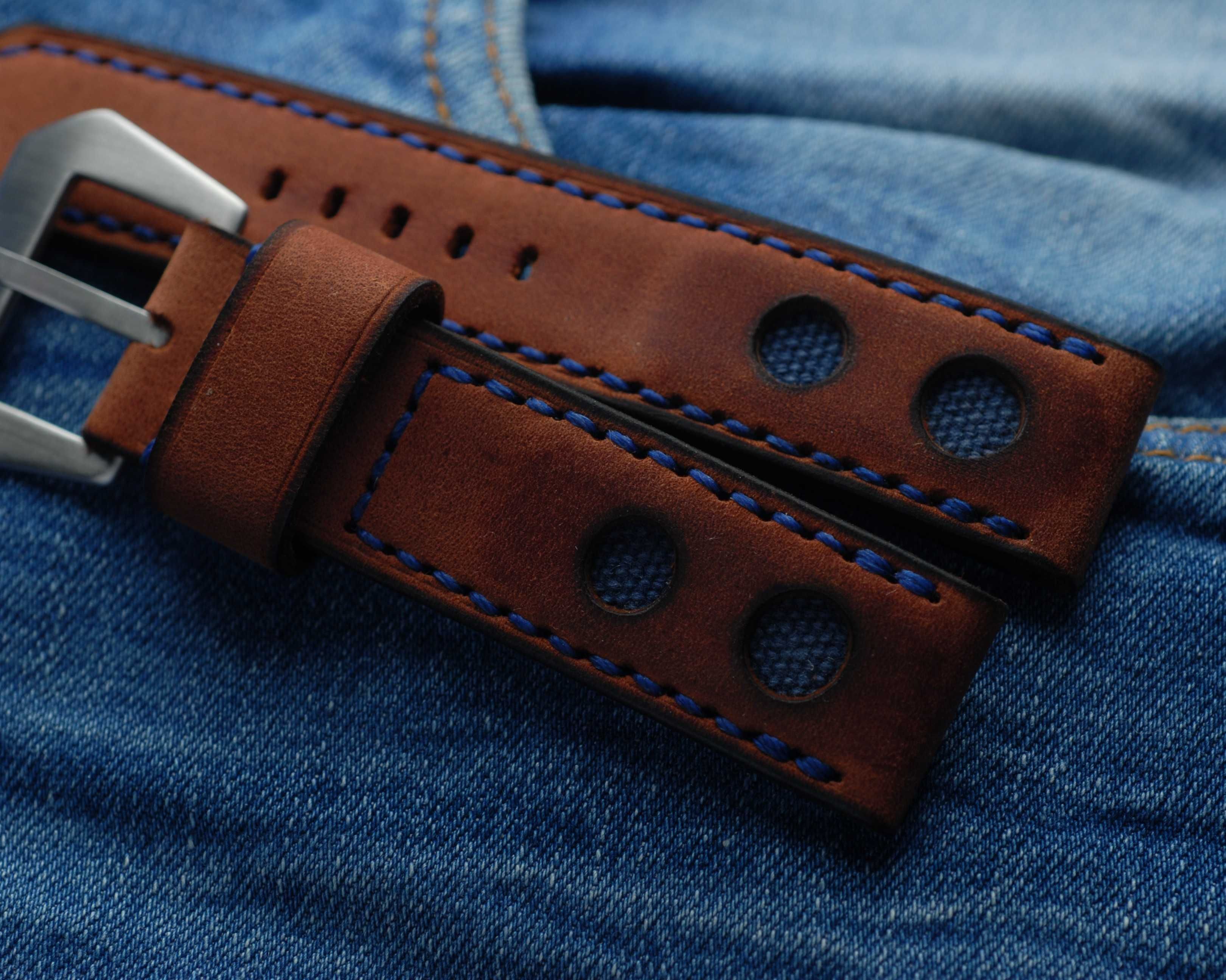 Ремешок ручной работы для часов 22 мм Авторский кожаный браслет