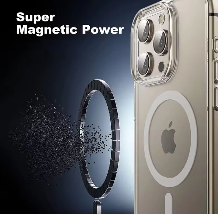 Przezroczyste etui iPhone 16 Pro magnetyczne + gratis szkło na ekran