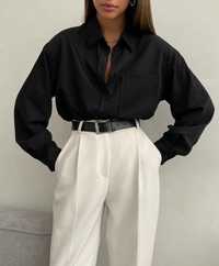 Massimo Dutti 42 XL жіноча чорна сорочка блуза блузка юбка плаття сукн