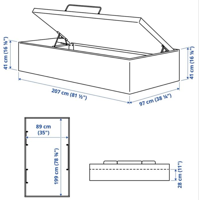 Cama com arrumação e colchão solteiro