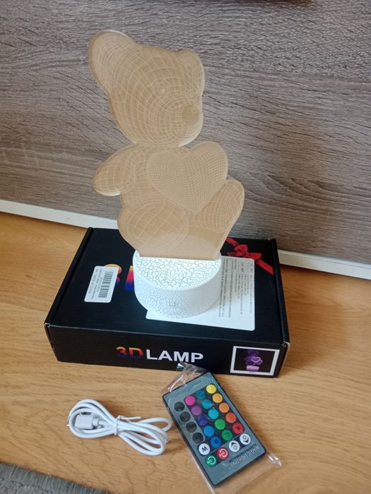 Lampka nocna miś 3D LED. Nowa