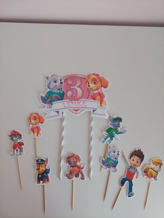 Dekoracje na urodziny ma tort psi patrol Skye Everest topper Lenka 3 l
