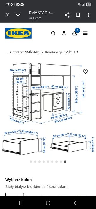 Łóżko piętrowe z biurkiem