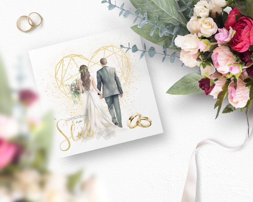Zaproszenia Ślubne SUKNIA zaproszenie na ślub urząd kościół serce