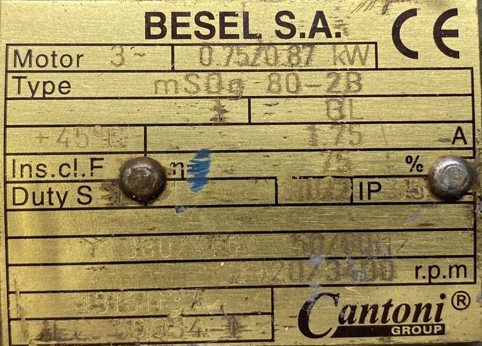 silnik elektryczny mSOG 80-2B 0,75kW 2820obr. 3fazowy BESEL