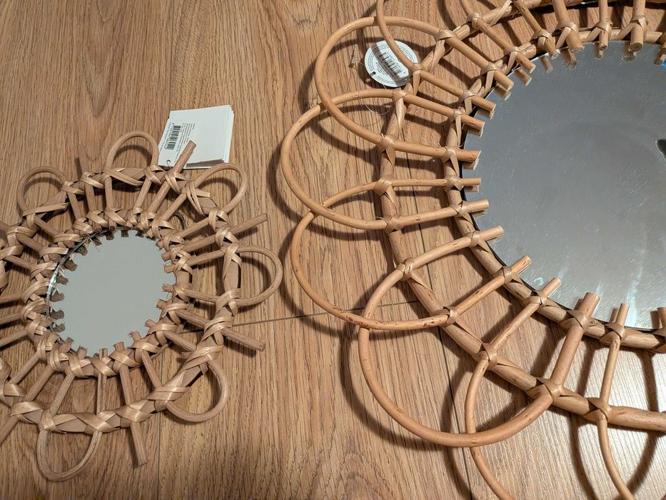 Lustro lustra lusterko dekoracja lusterka Boho wiklina wiklinowe