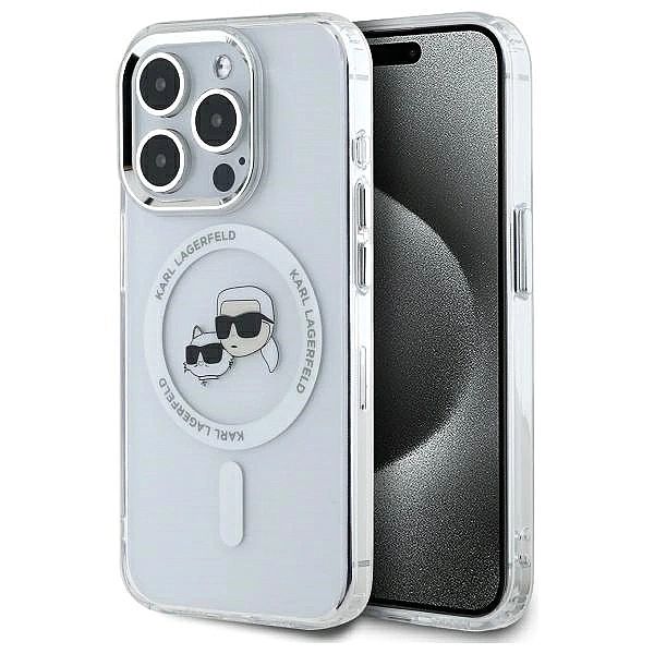 Etui Karl Lagerfeld IML Metal Karl&Choupette Head MagSafe na iPhone 15