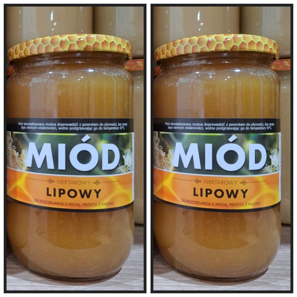 ** 2 Słoiki Miodu Lipowego Naturalny Miód  z Własnej Pasieki **