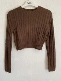 sweter swetwrek crop too brązowy h&m