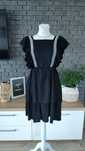 Czarna sukienka mini z falbankami koronka S M stylowa elegancka casual