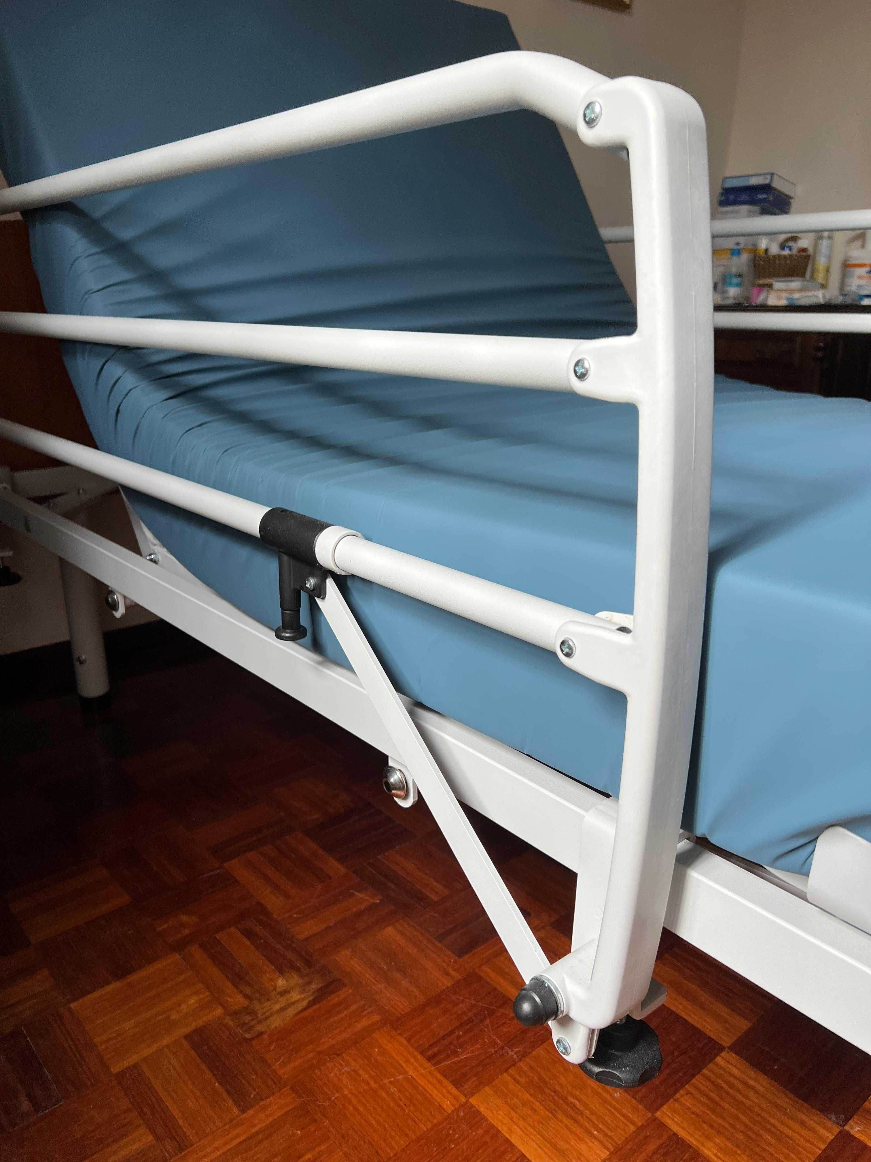 Cama articulada eléctrica c/ grade Colchão visco-elástico anti escaras