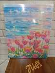 Mozaika w ramce kwiaty tulipany 50x40 cm haft diamentowy obraz
