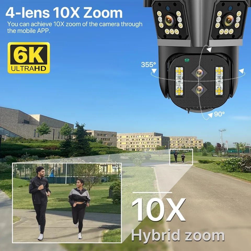 Камера IP PTZ 16мп  10×zoom 3 зображення вулична WiFi