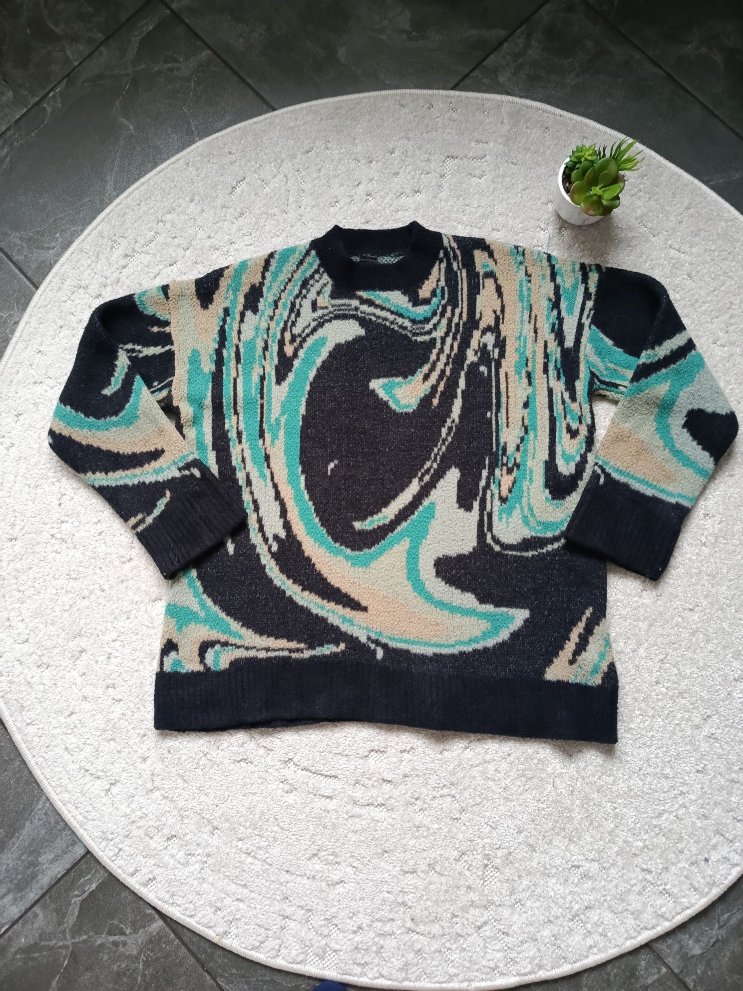 Unikalny sweter oversize z abstrakcyjnym wzorem - Urban Outfitters ,XL
