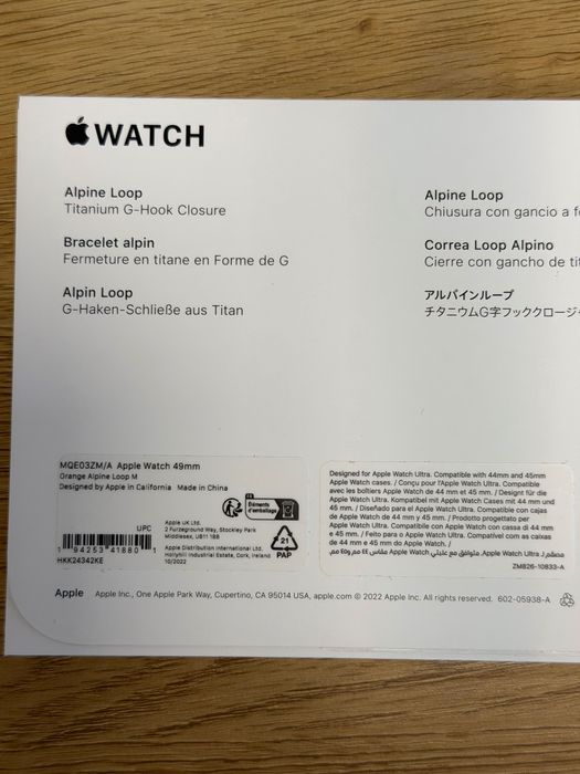 Apple Watch Ultra pasek Orange Alpine Loop rozm. M Oryginał