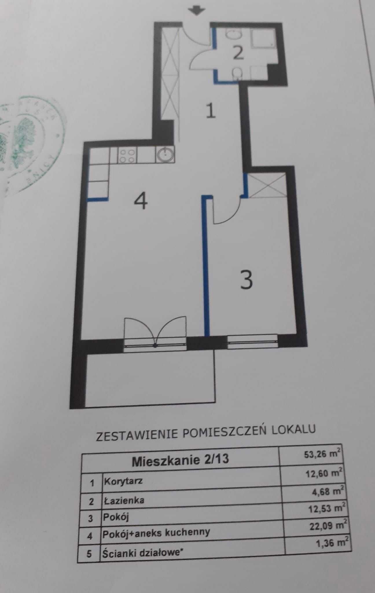 Na sprzedaż mieszkanie 53,26m²
