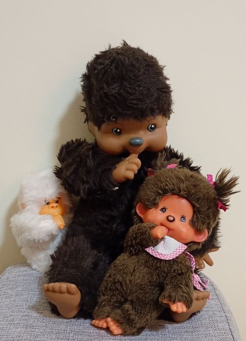 Vintage Duża i mała małpka Monchhichi