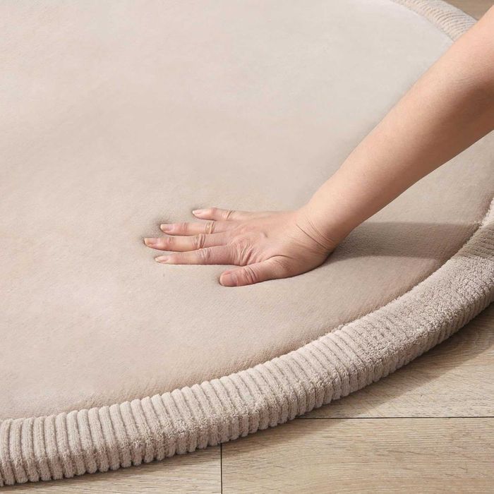 Duża mata do zabawy dla niemowląt dywan z pianką beżowa okrągła 120cm