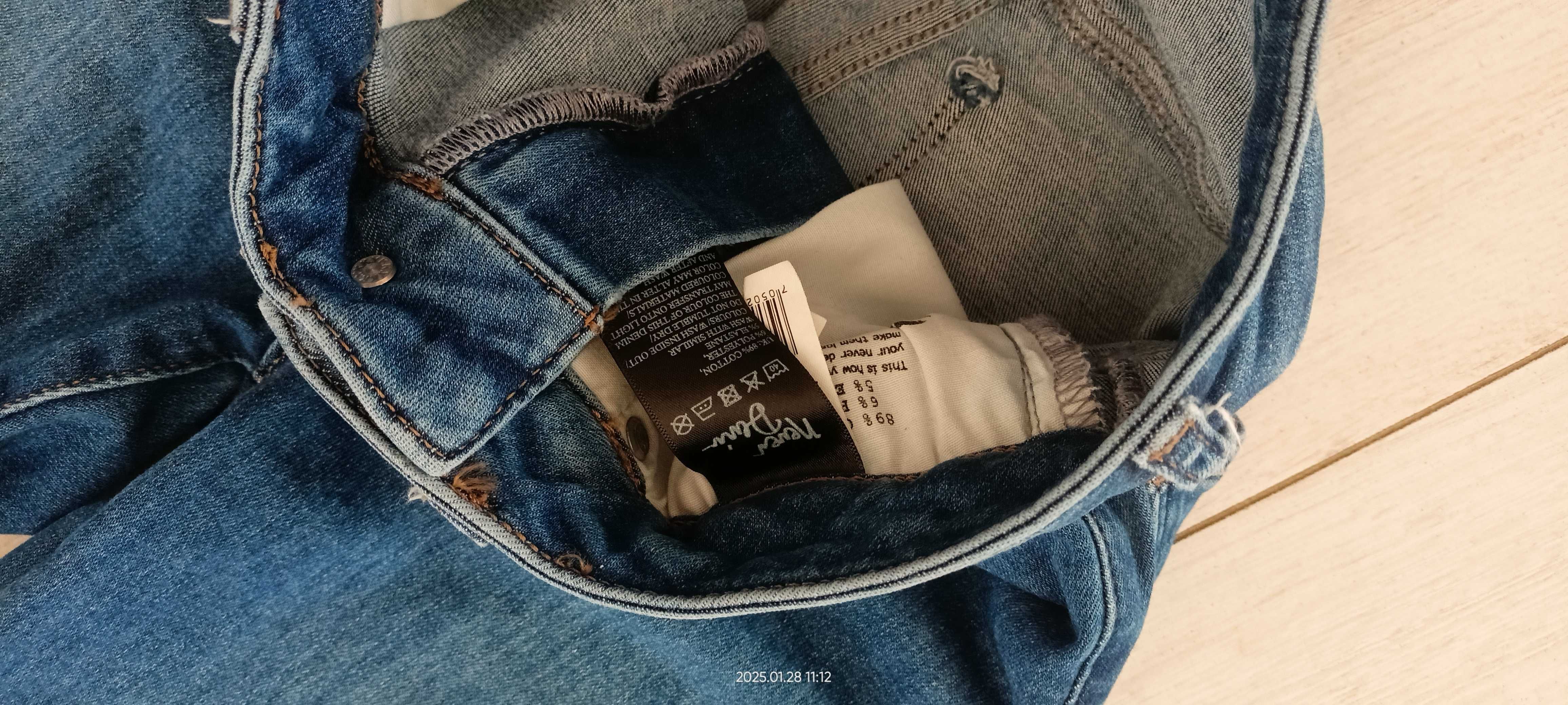 Spodnie jeansy szerokie markowe Never Denim bawełna XS 1złwys
