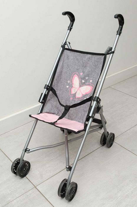 Wózek spacerówka dla lalek Bayer Design Buggy szaro-różowy z motylkiem