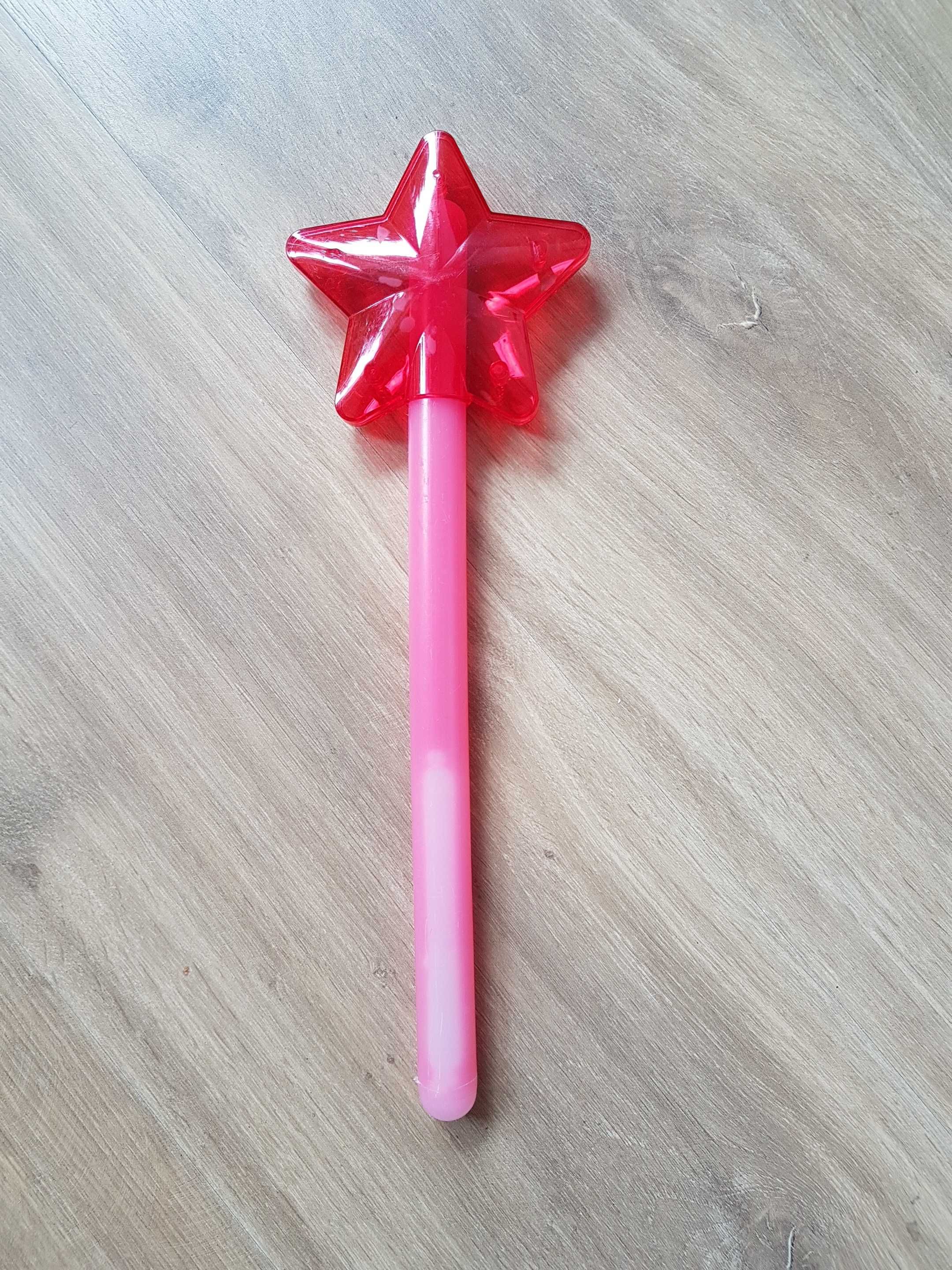 Różowa czarodziejska różdżka z gwiazdą dla wróżki 31cm