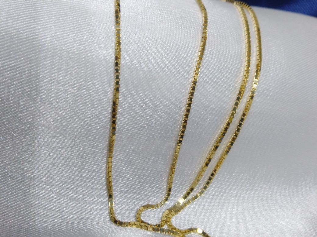 Złoty łańcuszek kostka, złoto 584, 45 cm