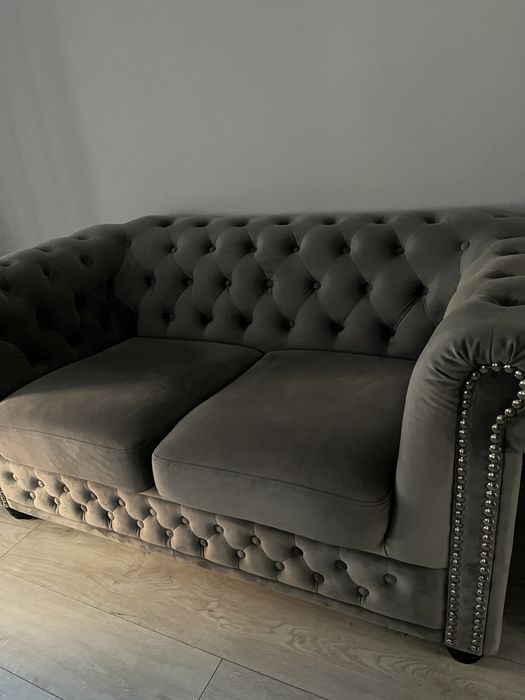 Zestaw mebli pikowanych Chesterfield 3+2+1 kanapa sofa glamour