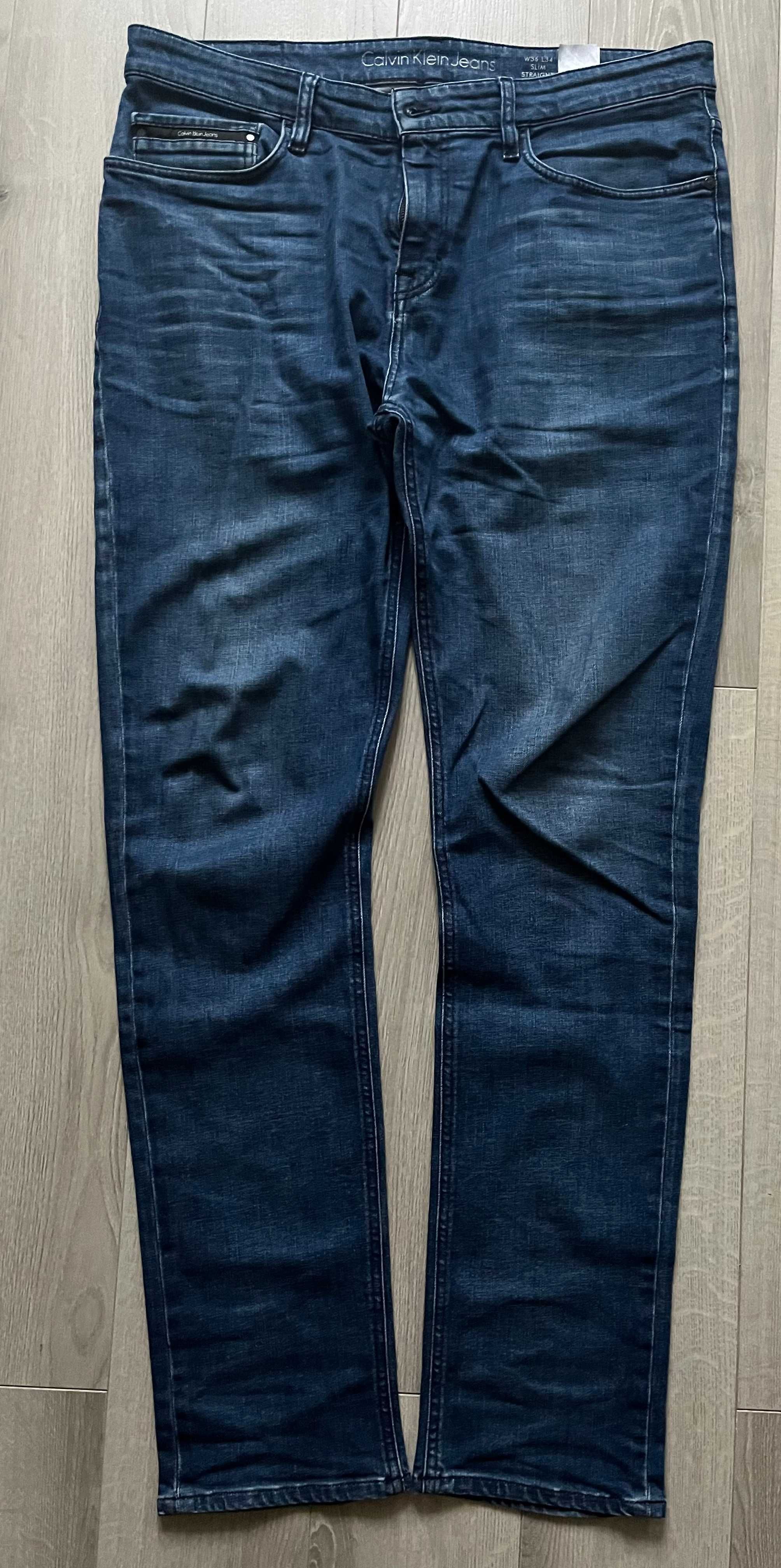 Granatowe jeansy Calvin Klein slim straight rozmiar 36/34