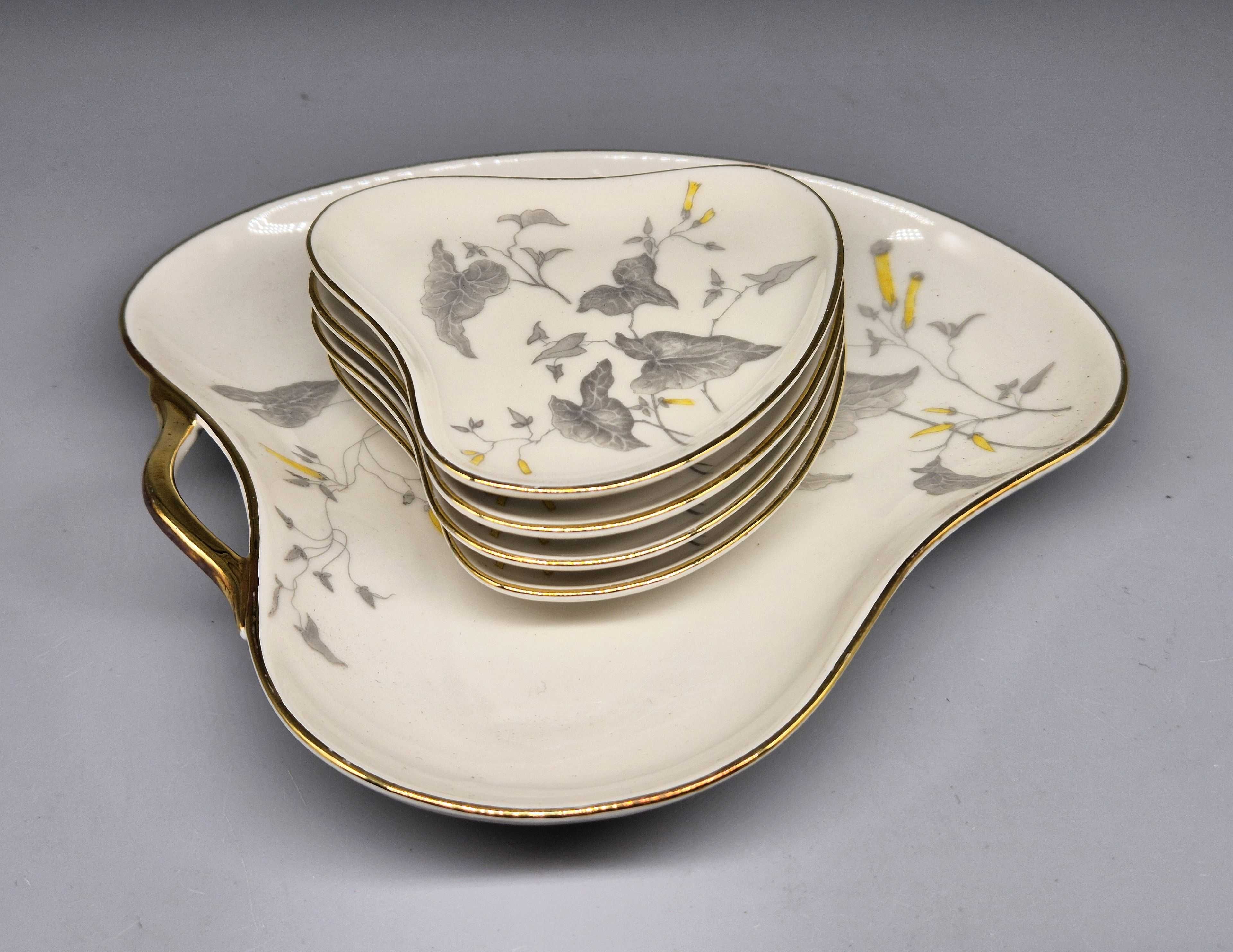 Zestaw talerzy Claudia do pralin porcelana Wunsiedel Bavaria lata'50