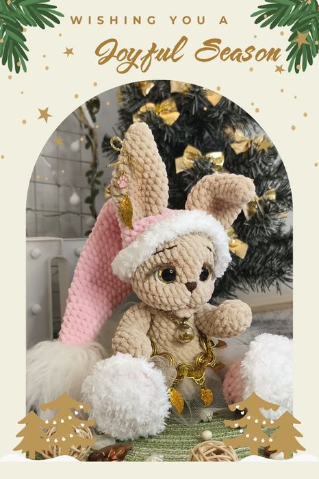 Króliczek świąteczny, maskotka szydełkowa