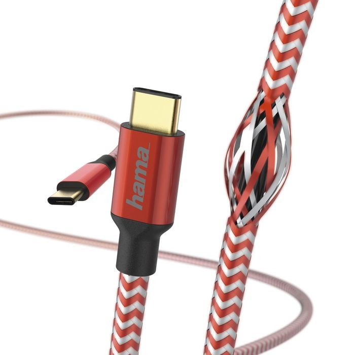 Hama kabel ładujący "Reflected" USB C - USB C, 1,5m, czerwony OUTLET