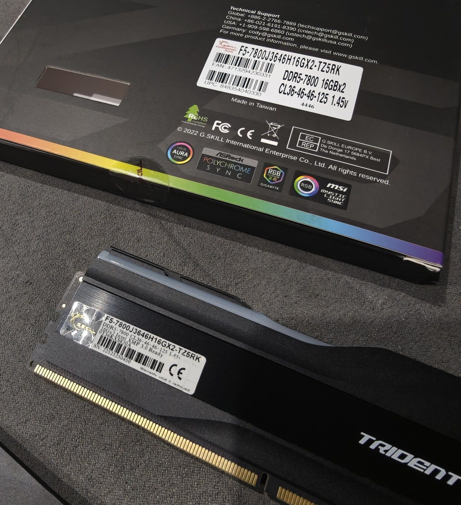 G.Skill TridentZ5 RGB 32GB 7800MHz CL36 DDR5 XMP BOX