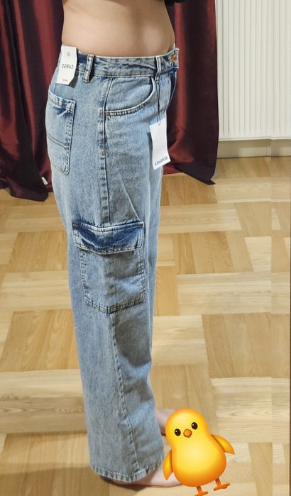 Dżinsy BERSHKA cargo, r. 38, nowe, niebieskie