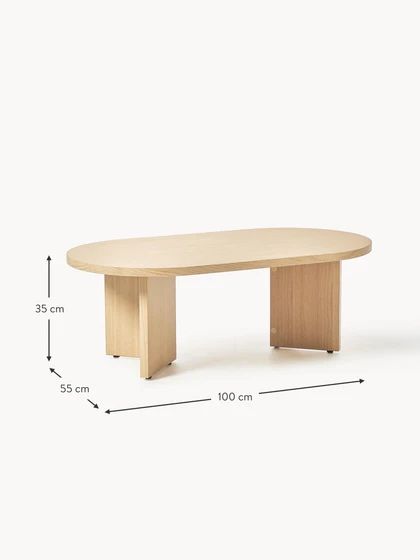 Owalny stolik kawowy z drewna Westwing 55x100 cm