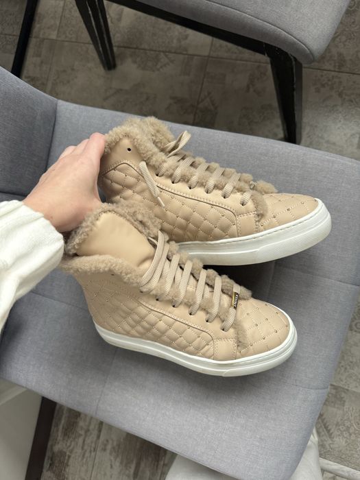 Кеды зимние le silla бежевые хайтопы ботинки