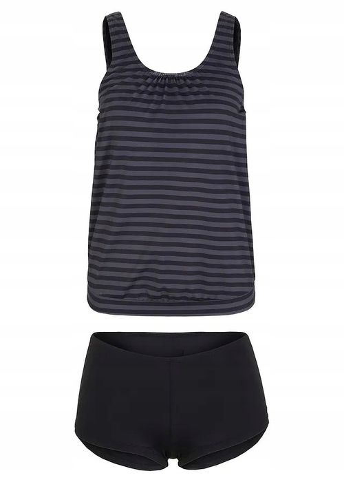 B.P.C tankini czarno-szare w paseczki 46.
