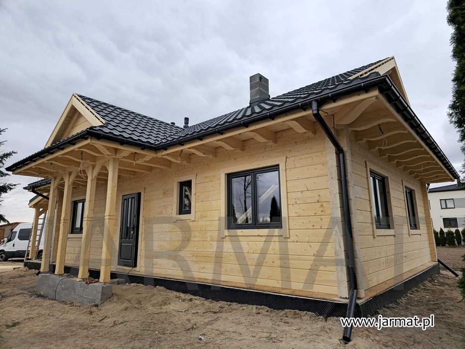 Dom drewniany Całoroczny Parterowy D58 Bale Klejone 70m2 Zawoja dw 7