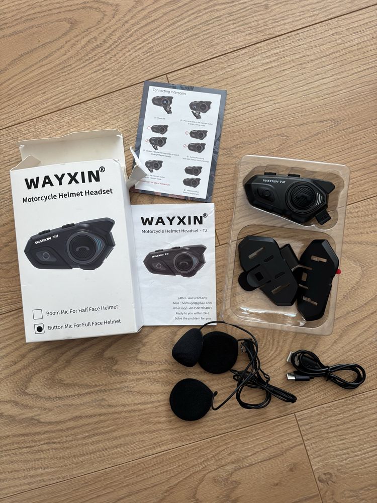Wayxin T2 interkom zestaw sluchawkowy motocyklowy nowy