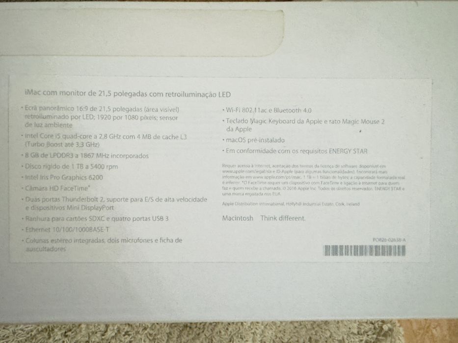 Imac 21.5 polegadas 1TB i5 quad-core 2.8GHz - adquirido no final 2017