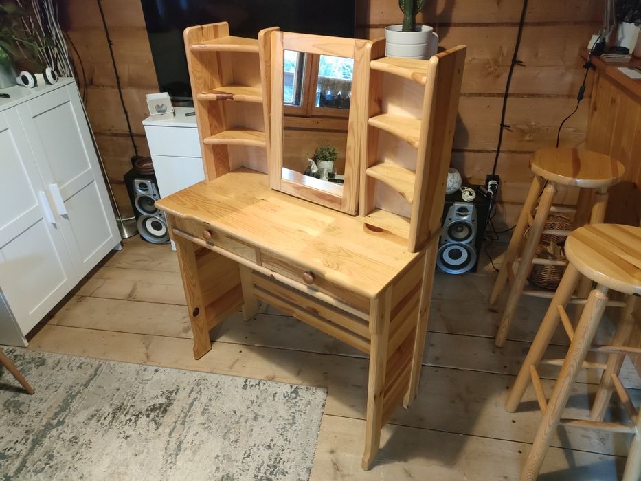 Toaletka Drewniana z Lustrem Vintage