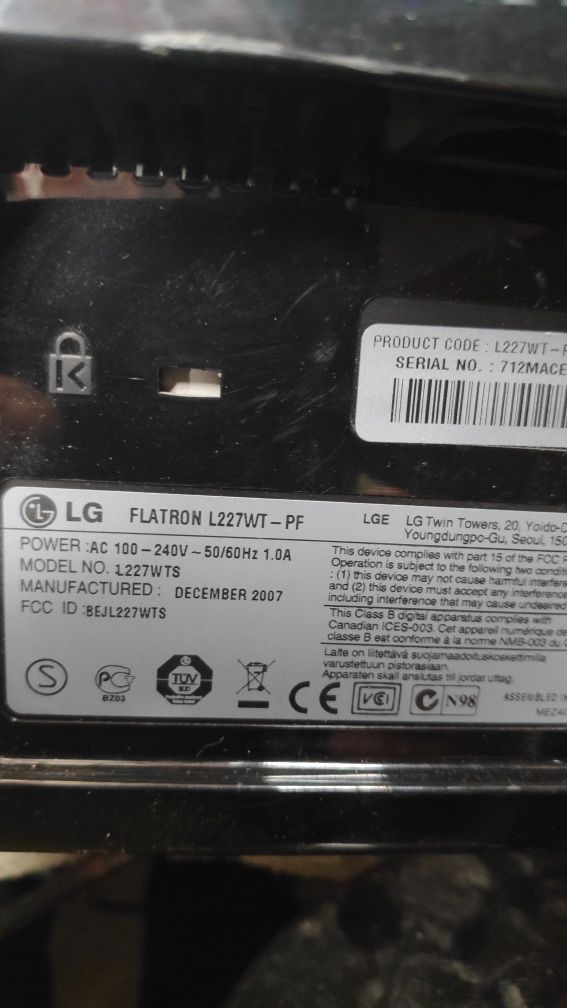 Monitor LG flatron 227wt