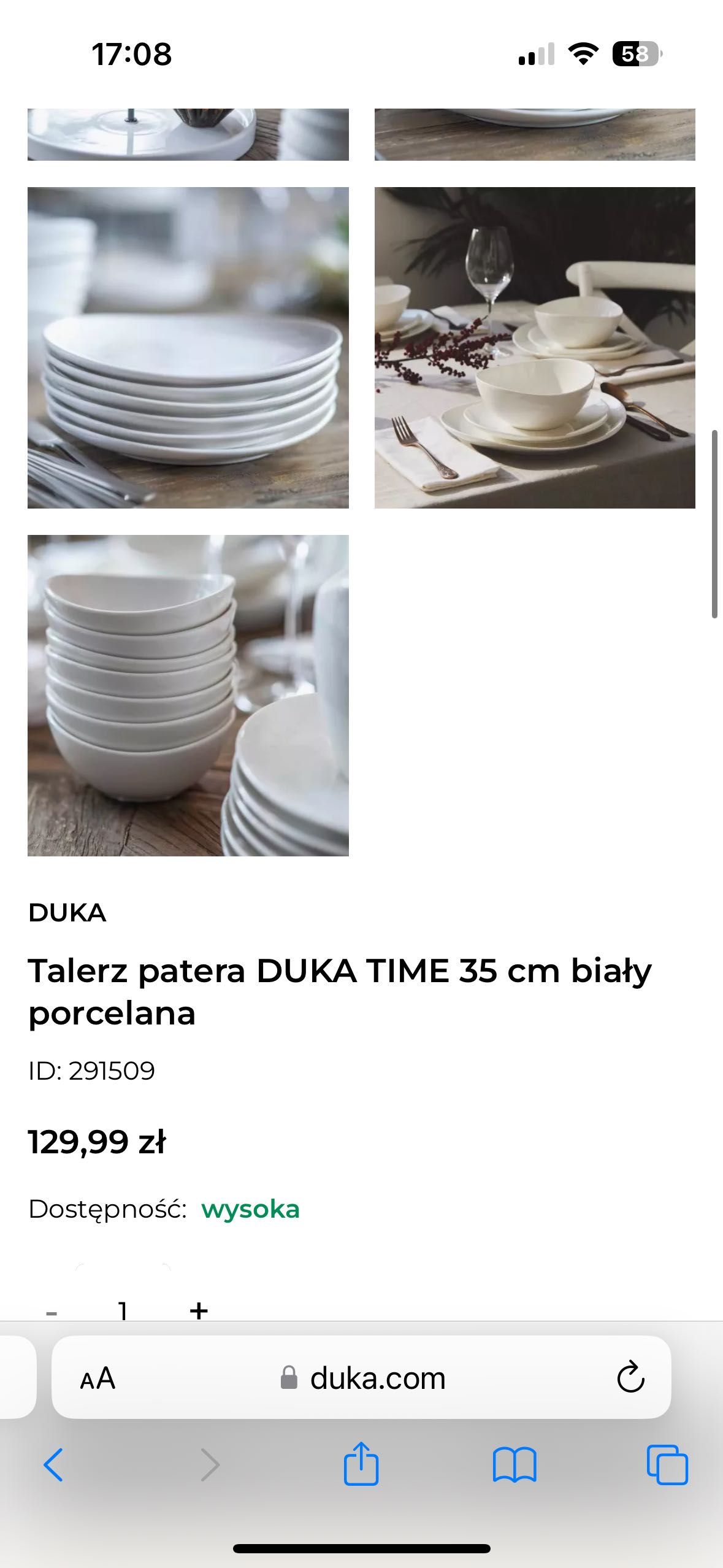 Nowe talerze DUKA TIME 35 cm biała porcelana