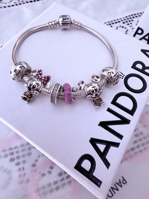 Pulseira Pandora 17,contas Mickey & Minie e mais contas,origem Pandora