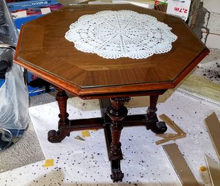 Stół dębowy drewniany zdobiony rzeźbiony antyk antyczny