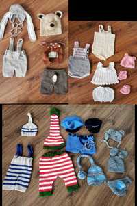 Zestaw ubranka do sesji dzieciecych handmade szydelko