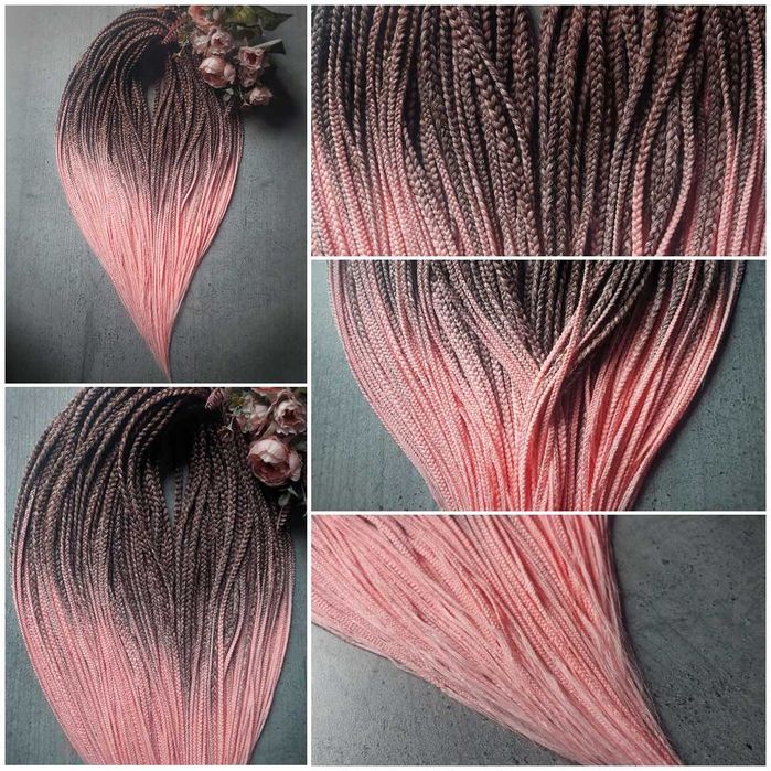 Warkoczyki wielorazowe DE box braids brąz różowy ombre