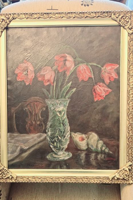 "Tulipany" rok 1960  namalowany  przez Edmunda Szyftera