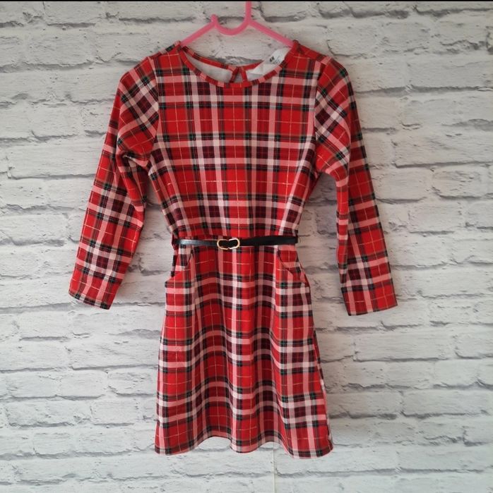 Sukienka w kratkę świąteczna święta h&m