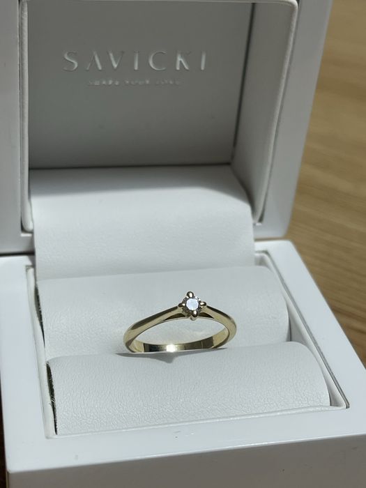 Pierścionek zaręczynowy diament brylant savicki 585 0,14 ct rozmiar 12